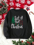 Women'WB shield Christmas Tree & Letter Print Crew Neck Sweatshirt, Casual Long Sleeve Pullover for Fall & Winter, Ladies...