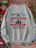 Women'WB shield Christmas Tree & Letter Print Crew Neck Sweatshirt, Casual Long Sleeve Pullover, Ladies Fall & Winter TNF...