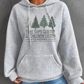 Women'WB shield Christmas Tree & Letter Print Drop Shoulder Hoodie, Fashion Casual Drawstring Pocket Hooded Sweatshirt...