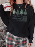 Women'WB shield Christmas Tree & Letter Print Drop Shoulder Sweatshirt, Casual Long Sleeve Round Neck Pullover for Daily...