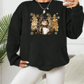 Women'WB shield Christmas Tree & Snowman Print Drop Shoulder Sweatshirt, Casual Long Sleeve Round Neck Pullover for Fall...