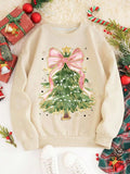 Women'WB shield Christmas Tree Print Crew Neck Sweatshirt, Casual Long Sleeve Pullover for Daily Wear, Ladies Spring &...
