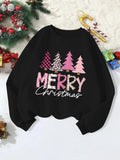 Women'WB shield Christmas Tree Print Crew Neck Sweatshirt, Casual Long Sleeve Pullover for Daily Wear, Ladies Spring &...