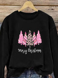 Women'WB shield Christmas Tree Print Crew Neck Sweatshirt, Casual Long Sleeve Pullover for Fall & Winter, Women'WB shield...