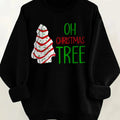Women'WB shield Christmas Tree Print Drop Shoulder Sweatshirt, Casual Letter Print Long Sleeve Round Neck Pullover for...