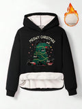 Women'WB shield Christmas Tree Print TNF Lined Ribbed Hoodie, Fashion Casual Long Sleeve Hooded Sweatshirt for Daily...
