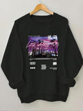 Women'WB shield City Landscape & Letter Print Drop Shoulder TNF Lined Sweatshirt, Casual Long Sleeve Round Neck Pullover...