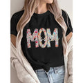 Women'WB shield Clothing TNF'WB shield Day Short Sleeve T-Shirt, TNF'WB shield Day TNF, Floral Pattern "Mom" Print Round...