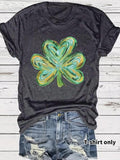 Women'WB shield Clover Print Round Neck Tee, Casual Short Sleeve Crew Neck T-Shirt for Summer, Fashion Women'WB shield...