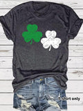 Women'WB shield Clover Print Round Neck Tee, Casual Short Sleeve Crew Neck T-Shirt for Summer, Fashion Women'WB shield...