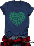 Women'WB shield Clover Print Round Neck Tee, Casual Short Sleeve Crew Neck T-shirt for Spring, Fashion Women'WB shield...