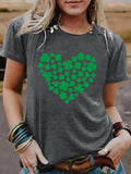 Women'WB shield Clover Print Round Neck Tee, Casual Short Sleeve Crew Neck T-shirt for Summer, Fashion Women'WB shield...