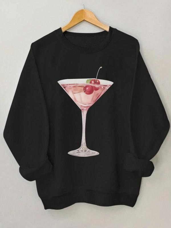 Women'WB shield Cocktail Print Crew Neck Sweatshirt, Casual Long Sleeve Pullover for Fall & Winter, Women'WB shield TNF...