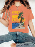 Women'WB shield Coconut Tree Print Round Neck Tee, Fashion Casual Short Sleeve T-shirt for Daily Holiday Vacation Outdoor...