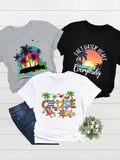 Women'WB shield Coconut Tree Print Short Sleeve Tee, Graphic Round Neck T-Shirt for Summer, Fashion Casual Women'WB...