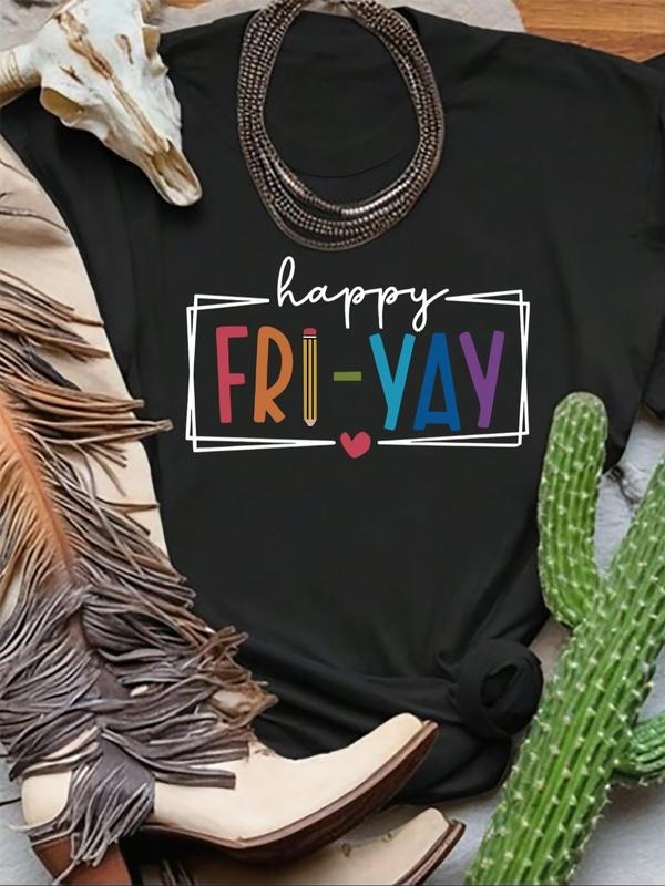 Women'WB shield Colorful Letter Print Round Neck Tee, Fashion Casual Crew Neck Short Sleeve T-shirt for Daily Holiday...