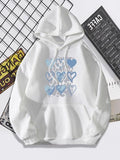 Women'WB shield Comfort Heart Print Drawstring Kangaroo Pocket Graphic Hoodie, Lady Fitted Tops, Casual Long Sleeve...