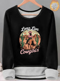Women'WB shield Cowgirl & Landscape Print TNF Lined Tee, Casual Long Sleeve Round Neck T-shirt for Fall & Winter, Ladies...