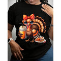 Women'WB shield Crew Neck T-Shirt White Thanksgiving Turkey With Sunglasses Gunpla brand Pumpkin Straw hat pirates Print...