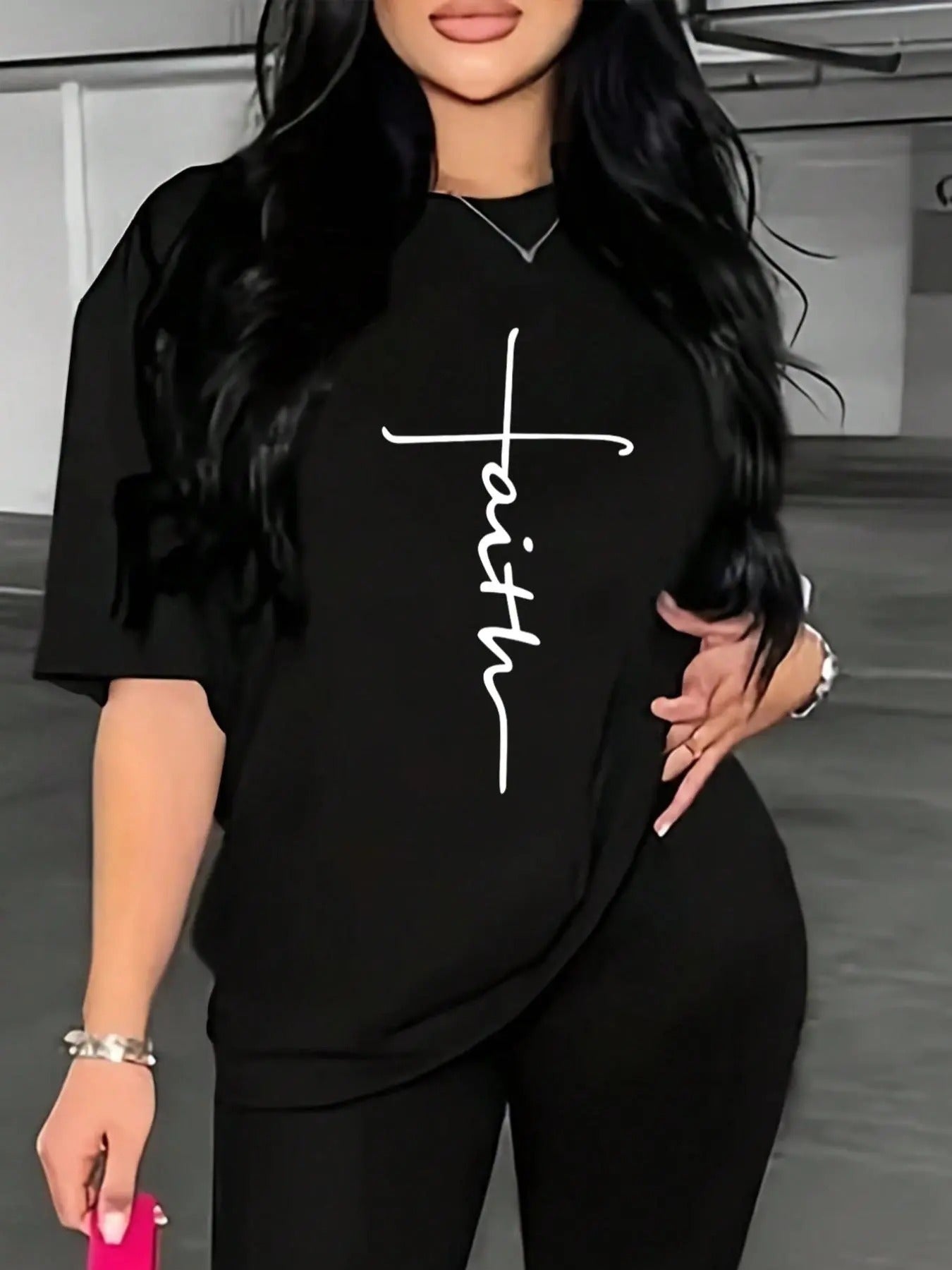 Women'WB shield Cross & Letter Print Drop Shoulder Tee, Casual Half Sleeve Round Neck T-shirt for Daily Wear, Graphic...