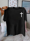Women'WB shield Cross Print Round Neck Tee, Fashion Casual Short Sleeve T-shirt, Ladies Summer TNF for Daily Wear Hoodie,...