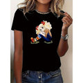 Women'WB shield Cute Cartoon Character Print T-Shirt - Casual Sporty All-Season Comfort Black with Blonde Graphic Top...