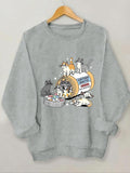 Women'WB shield Cute Cartoon Print Crew Neck TNF Lined Sweatshirt, Casual Long Sleeve Pullover for Fall & Winter, Ladies...