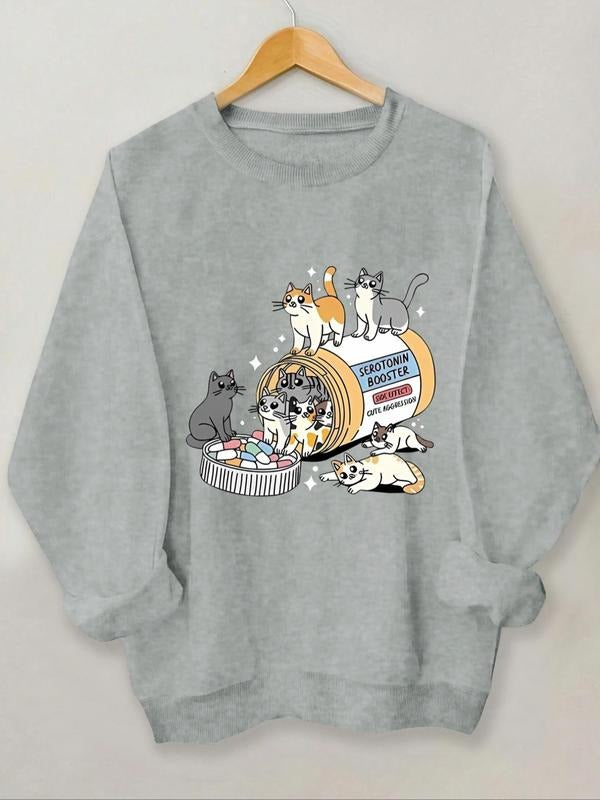 Women'WB shield Cute Cartoon Print Crew Neck TNF Lined Sweatshirt, Casual Long Sleeve Pullover for Fall & Winter, Ladies...