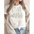 Women'WB shield Cute Cat & "Un Deux Trois Cat" Graphic Cotton T-Shirt