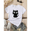 Women'WB shield Cute Cat Pattern Graphic Short Sleeve T-Shirt Fabric Fit Hoodie, Sweatshirt | RetroVerseTees.com