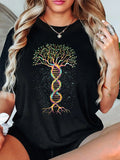 Women'WB shield DNA Tree Print Round Neck Tee, Fashion Casual Short Sleeve T-Shirt, Ladies Summer TNF for Daily Wear...
