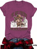 Women'WB shield Dachshund & Letter Print Round Neck Tee, Fashion Casual Crew Neck T-Shirt for Daily Holiday Vacation...