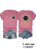 Women'WB shield Dandelion & Cross Print Round Neck Tee, Fashion Casual Crew Neck T-shirt for Daily Holiday Vacation...