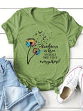 Women'WB shield Dandelion & Letter Print Round Neck Tee, Fashion Casual Crew Neck T-Shirt for Daily Holiday Vacation...
