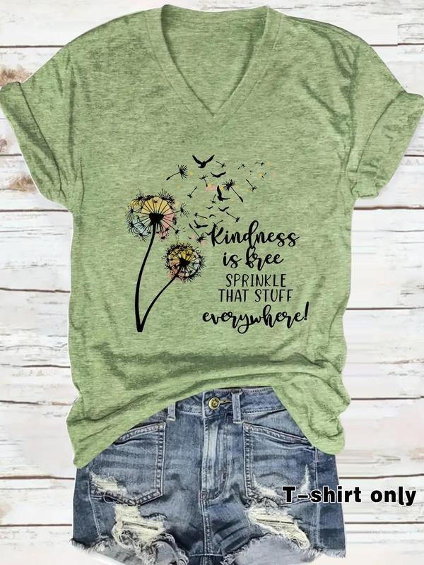 Women'WB shield Dandelion & Letter Print Superhero team Neck Tee, Fashion Casual Short Sleeve T-shirt for Daily Wear,...