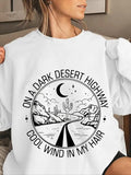 Women'WB shield Desert & Letter Print Drop Shoulder Round Neck Sweatshirt, Loose Casual FOG Comfy Long Sleeve Crew Neck...