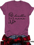 Women'WB shield Dog & Letter Print Round Neck Tee, Casual Fashion Short Sleeve T-shirt for Summer, Ladies TNF for Daily...