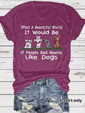 Women'WB shield Dog & Letter Print Round Neck Tee, Fashion Casual Crew Neck T-shirt for Daily Holiday Vacation Outdoor...