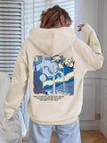 Women'WB shield Drawstring Drop Shoulder Long Sleeve Graphic Hoodie, Fashion Casual Comfort Pocket Hooded Sweatshirt...