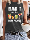 Women'WB shield Drink Package Print Round Neck Tank Top, Casual Sleeveless Top for Summer, Ladies TNF for Daily Wear,...