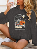 Women'WB shield Drop Shoulder Hoodie, Fashion Casual Halloween Print Long Sleeve Hooded Sweatshirt for Daily Holiday...