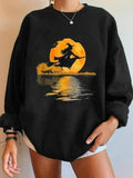 Women'WB shield Drop Shoulder Sweatshirt, Casual Halloween Print Long Sleeve Round Neck Pullover for Daily Wear, Ladies...