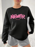 Women'WB shield Drop Shoulder Sweatshirt, Letter Print Round Neck Long Sleeve Pullover, Casual Crew Neck Top for Fall &...
