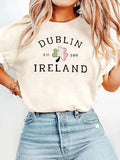 Women'WB shield Dublin Ireland Print Round Neck Tee, Casual Fashion Short Sleeve T-shirt for Summer, Ladies TNF for Daily...