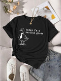 Women'WB shield Duck & Letter Print Round Neck Tee, Fashion Casual Crew Neck T-Shirt for Daily Holiday Vacation Outdoor...