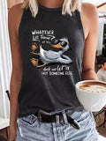 Women'WB shield Duck Print Round Neck Tank Top, Casual Sleeveless Top for Summer, Ladies TNF for Daily Wear, Socks...