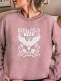 Women'WB shield Eagle & Letter Print Drop Shoulder Sweatshirt, Casual Long Sleeve Round Neck Pullover for Daily Wear,...