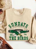 Women'WB shield Eagle & Letter Print Drop Shoulder Sweatshirt, Casual Long Sleeve Round Neck Pullover for Fall & Winter,...