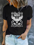 Women'WB shield Eagle Letter Print Round Neck Tee, Fashion Casual Crew Neck Short Sleeve T-shirt for Daily Holiday...