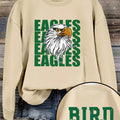 Women'WB shield Eagle Print Drop Shoulder Sweatshirt, Casual Long Sleeve Round Neck Pullover for Fall & Winter, Ladies...